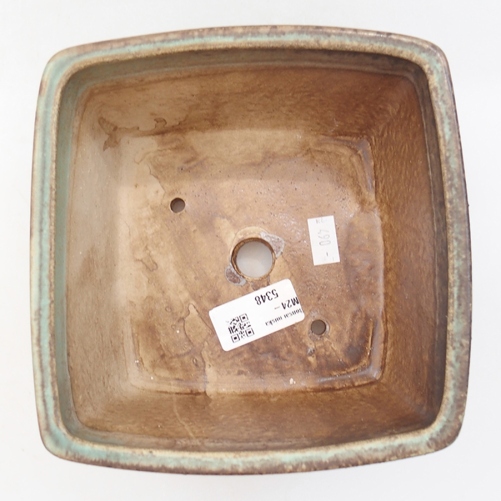 Keramická bonsai miska 16 x 16 x 10 cm, farba zelená