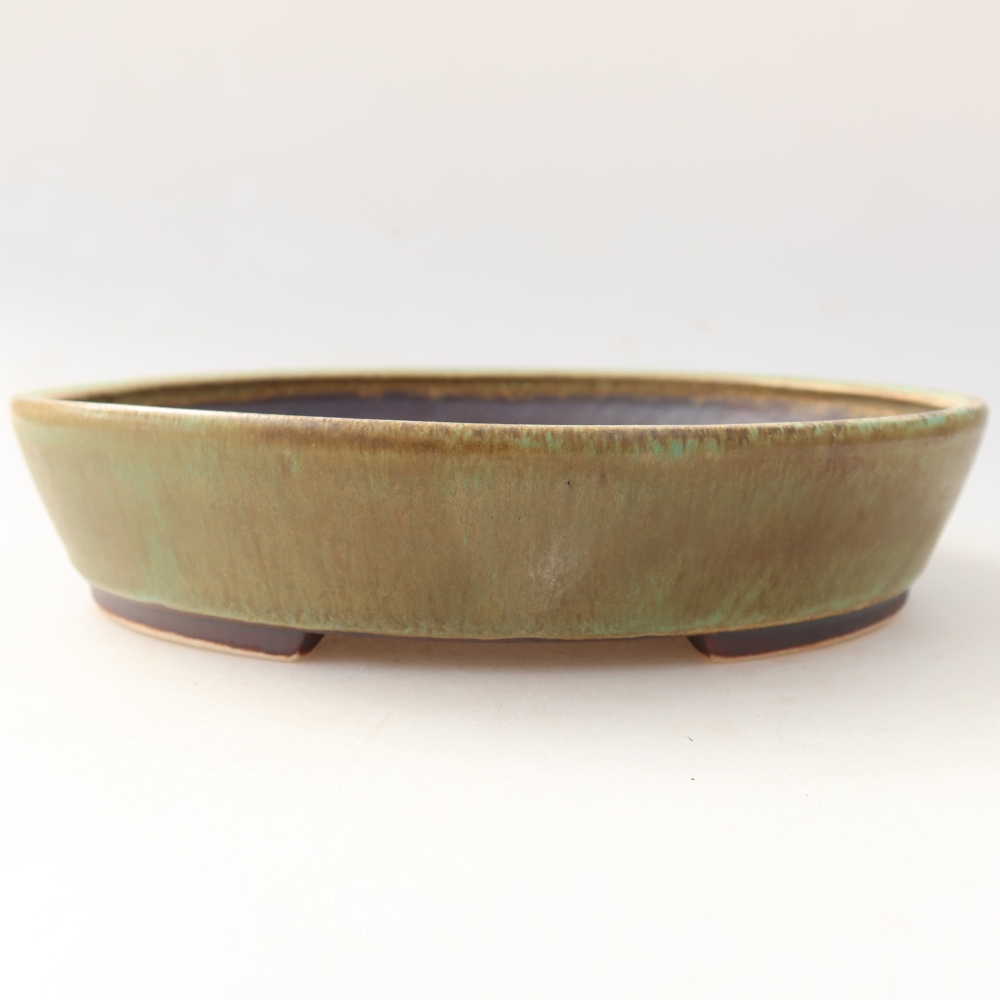 Keramická bonsajová miska 21 x 19 x 4,5 cm, zelená