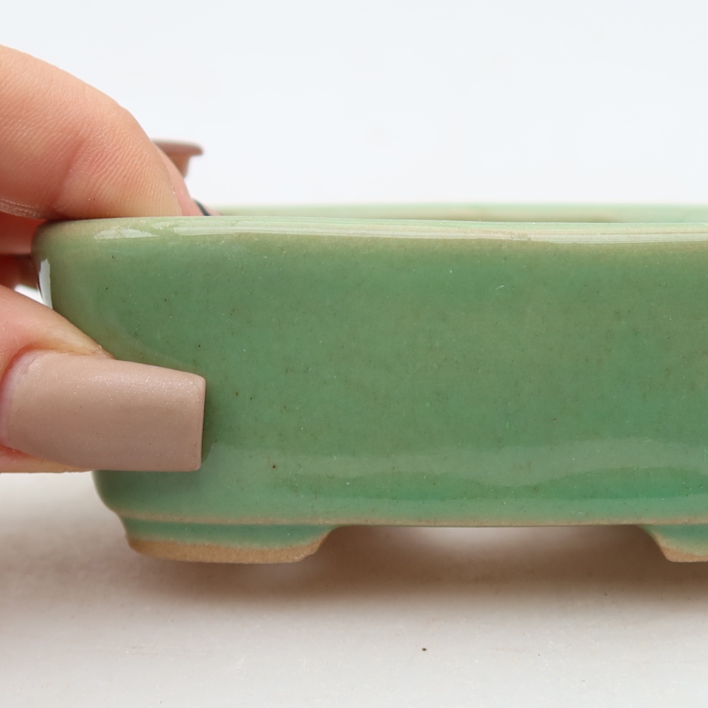 Keramická miska na bonsaje 10 x 8 x 3,5 cm, farba zelená