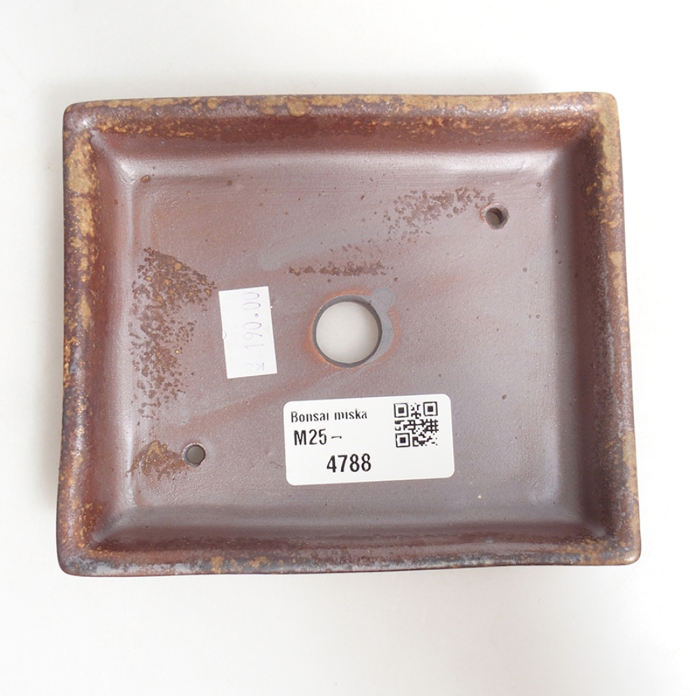 Keramická bonsai miska 13 x 11 x 2,5 cm, farba  hnedá