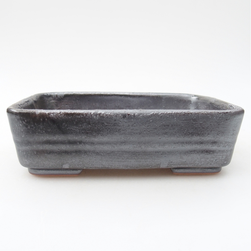 Keramická bonsajová miska 14,5 x 10,5 x 4,5 cm, farba kovu