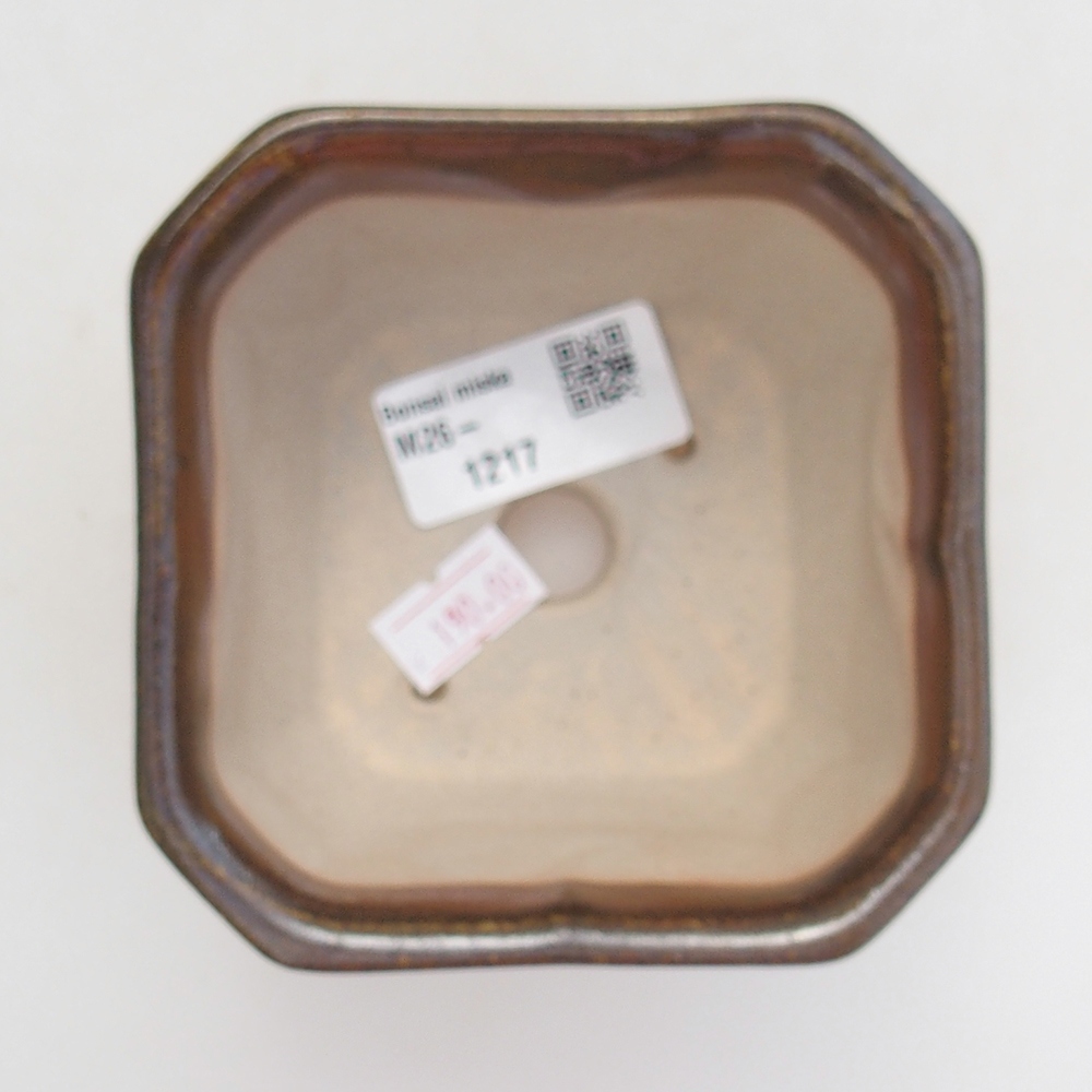 Keramická miska na bonsaje 10 x 10 x 6 cm, hnedá