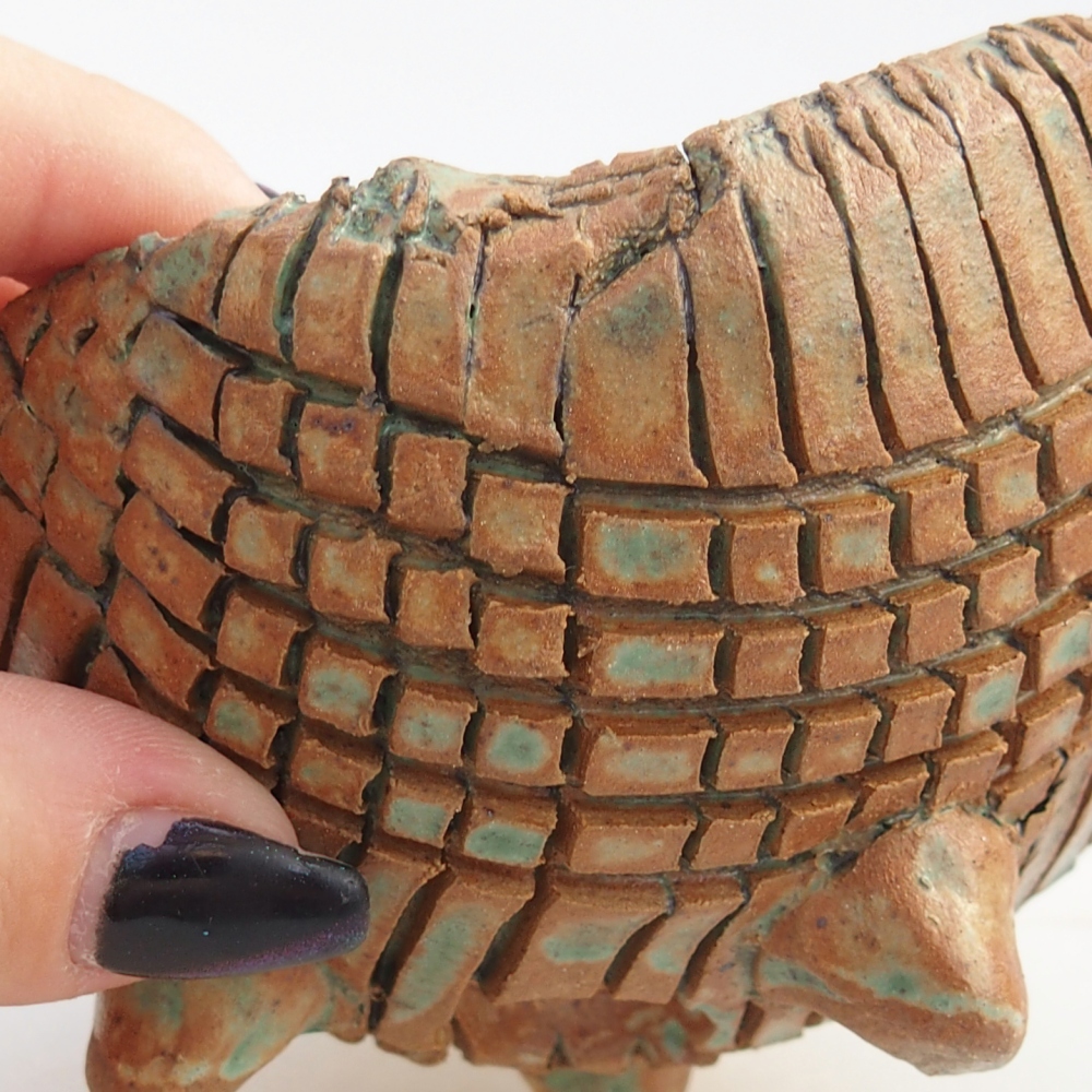 Keramická mušľa 10 x 9,5 x 7,5 cm , farba hnedo-zelená