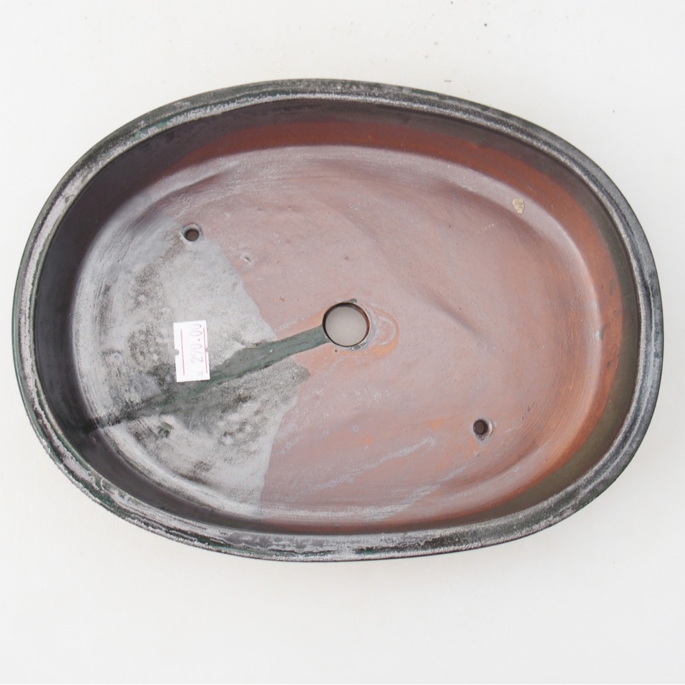 Keramická miska na bonsaje 22 x 17 x 5 cm, zelená metalíza