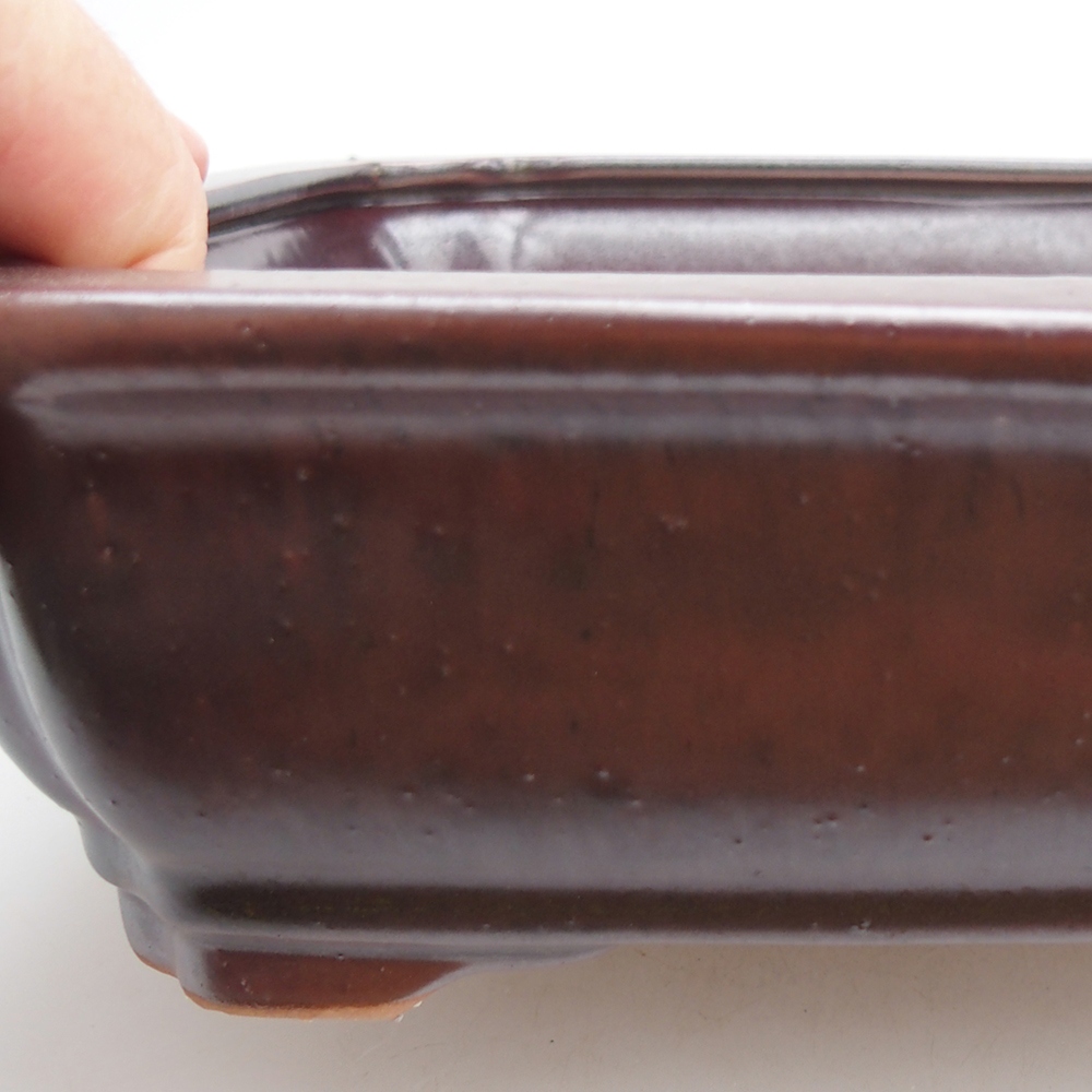 Keramická bonsajová miska 27 x 21 x 7 cm, farba čierna červená