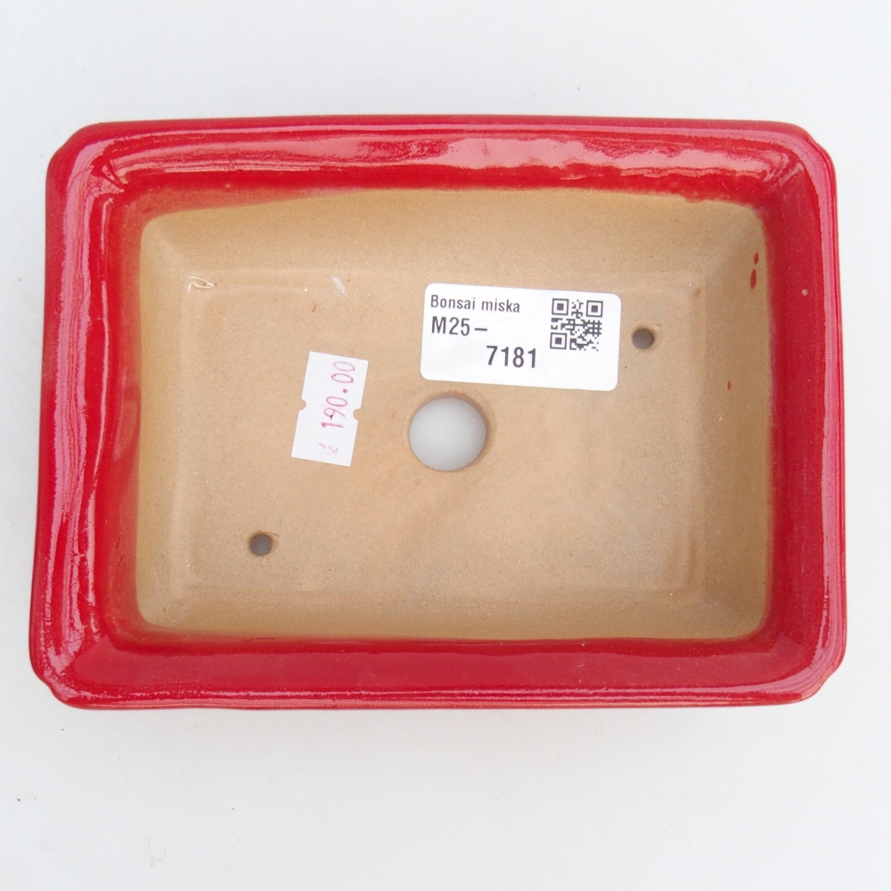 Keramická bonsajová miska 14 x 10,5 x 4 cm, farba červená