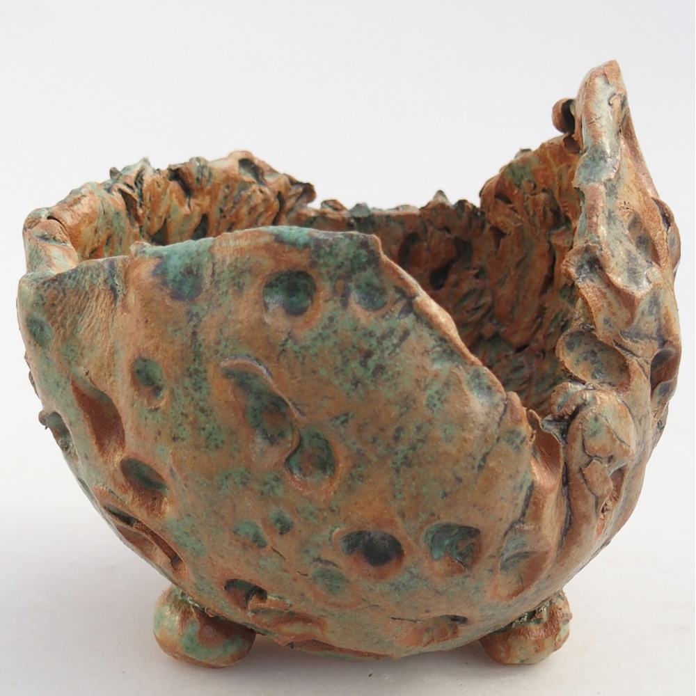 Keramická mušľa 10 x 9,5 x 9,5 cm , farba hnedo-zelená