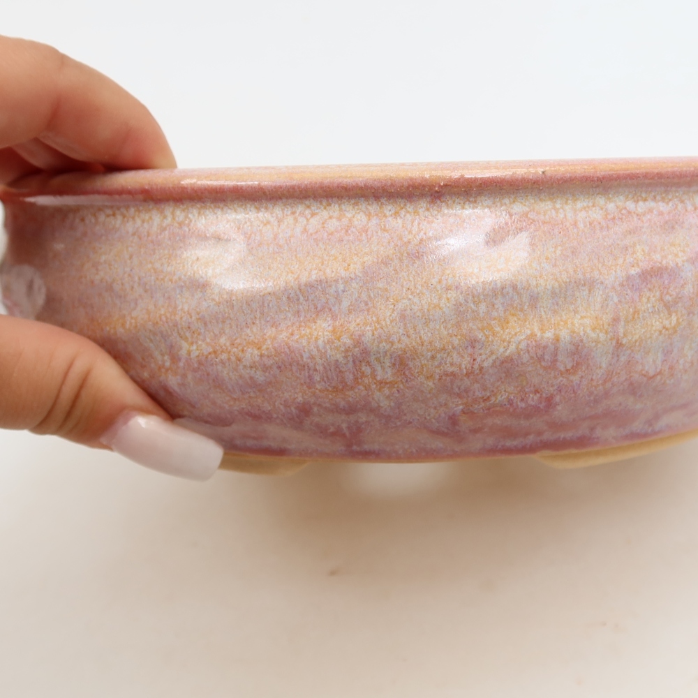 Keramická miska na bonsaje 21,5 x 21,5 x 6 cm, farba ružová