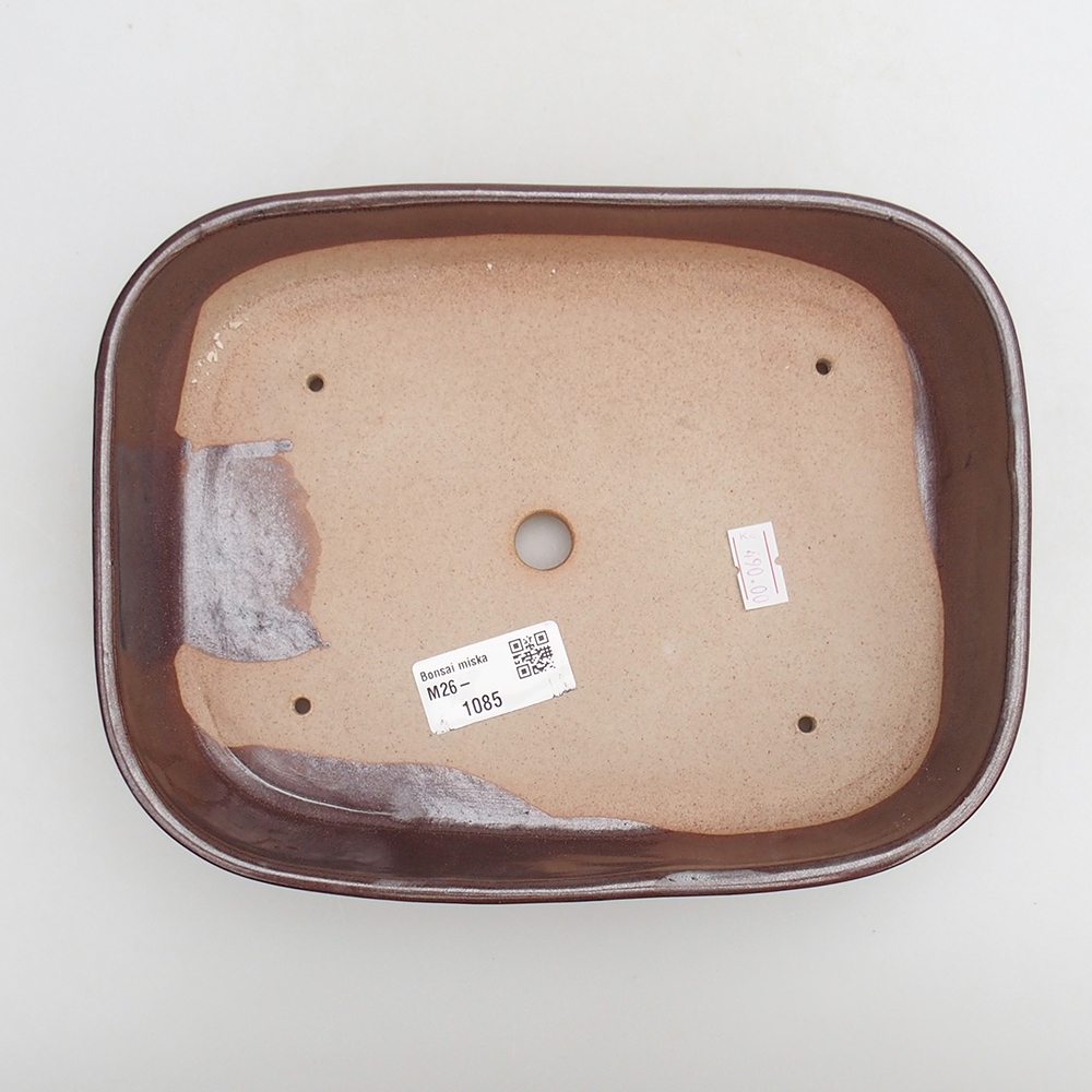 Keramická miska na bonsaje 23 x 18,5 x 5,5 cm, hnedá