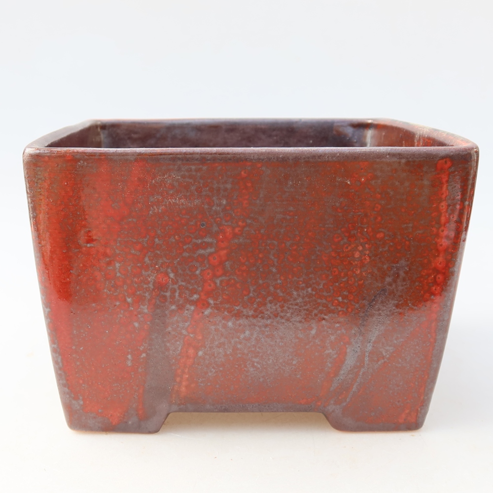 Keramická miska na bonsai 15,5 x 15,5 x 11 cm, farba červená
