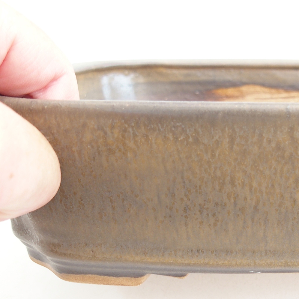 Keramická miska na bonsaje 21 x 18 x 6 cm, hnedá