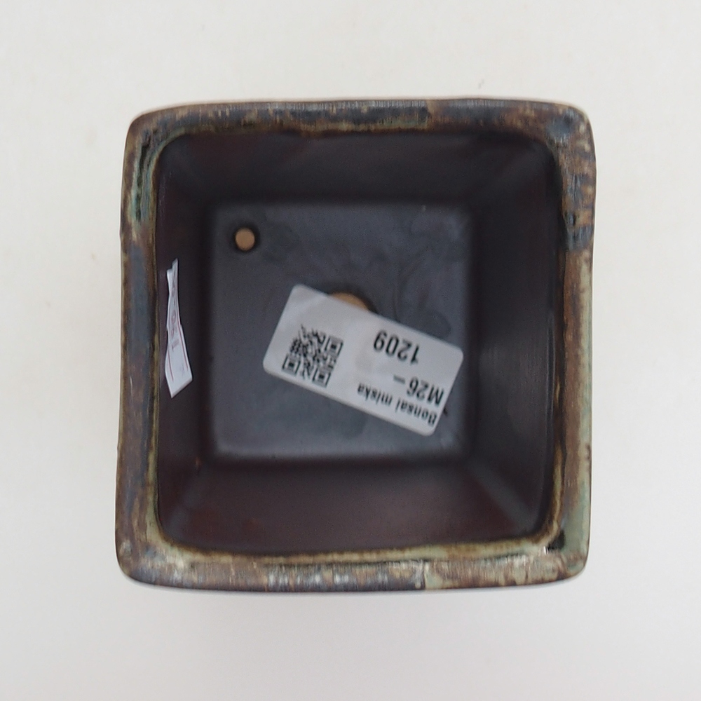 Keramická bonsajová miska 7 x 7 x 9,5 cm, farba modro-hnedá