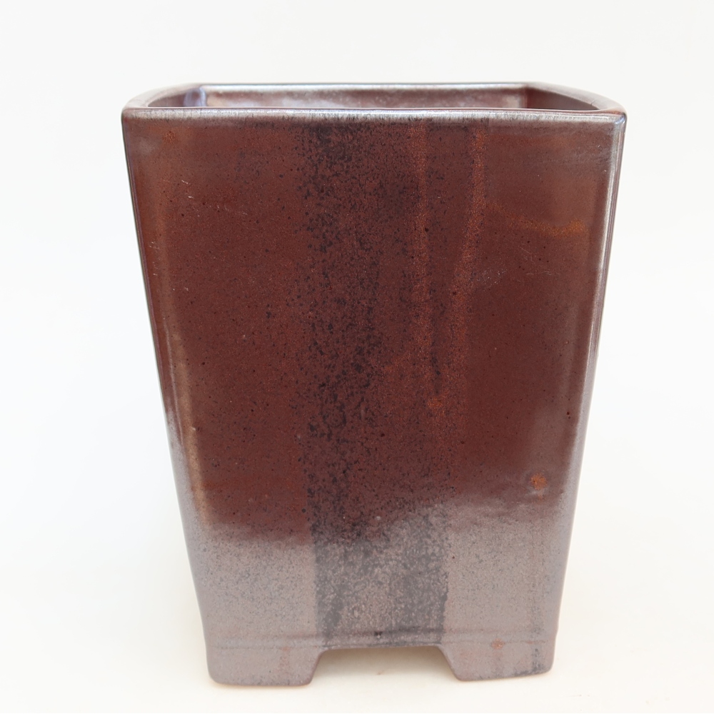 Keramická miska na bonsaje 15,5 x 15,5 x 19 cm, farba hnedá