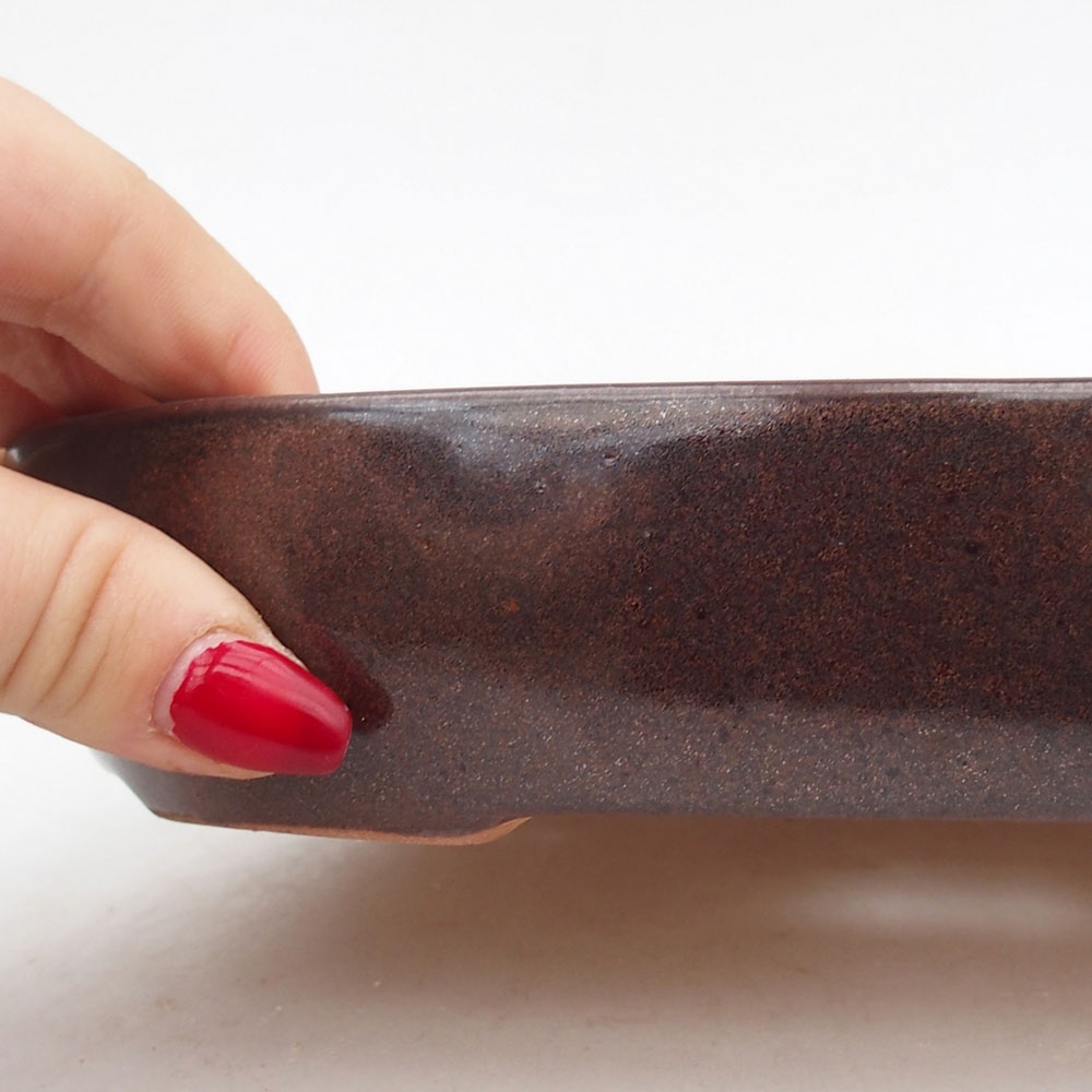 Keramická miska na bonsaje 22 x 17 x 4 cm, hnedá