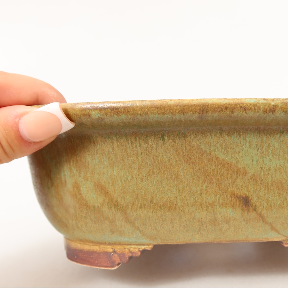 Keramická miska na bonsaje 20,5 x 16,5 x 7 cm, farba zelená