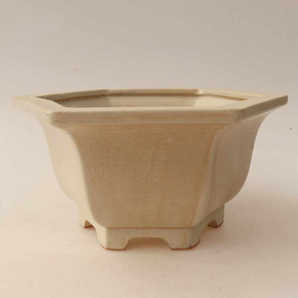 Keramická miska na bonsaje 18,5 x 16,5 x 9 cm, farba béžová