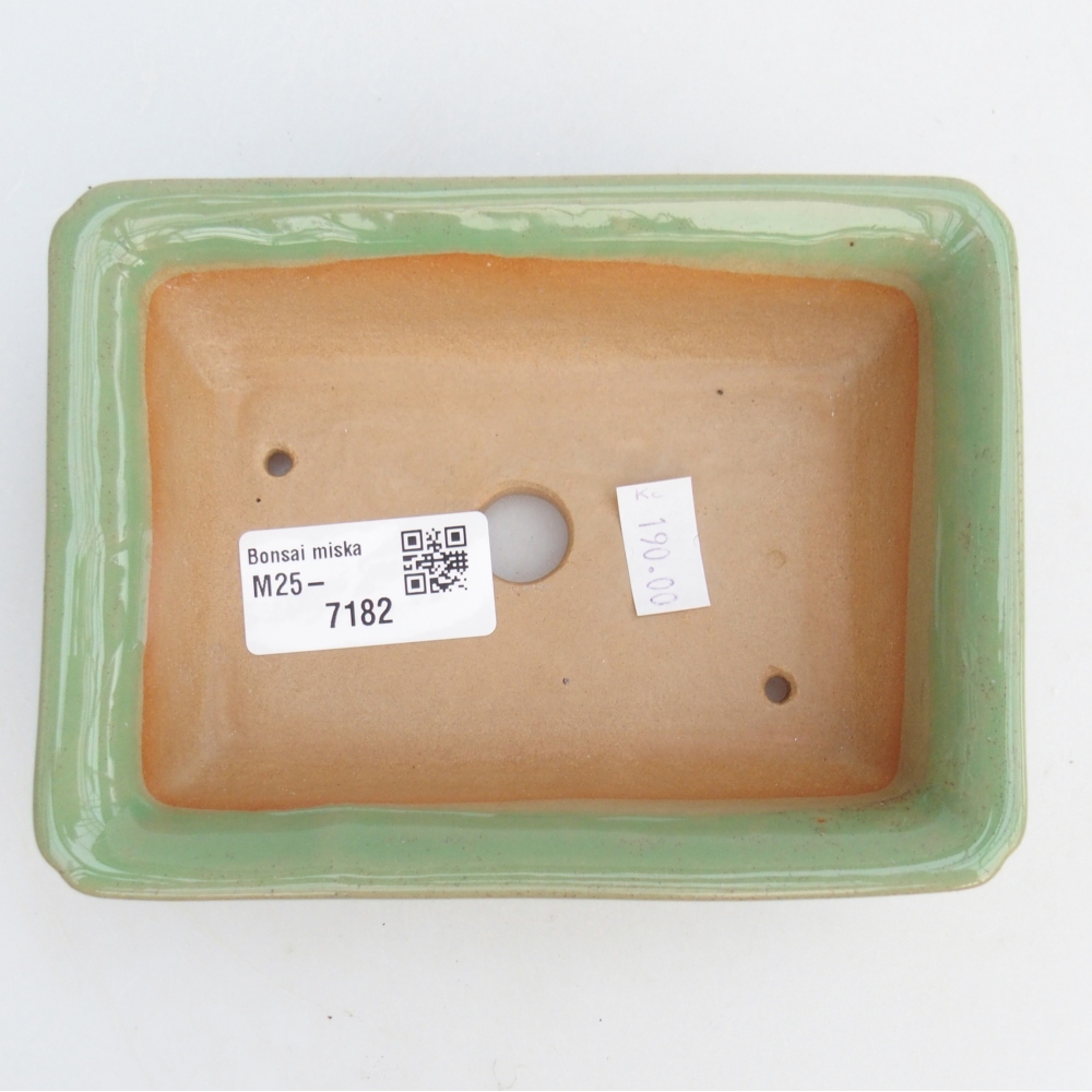 Keramická bonsajová miska 14 x 10,5 x 4 cm, zelená