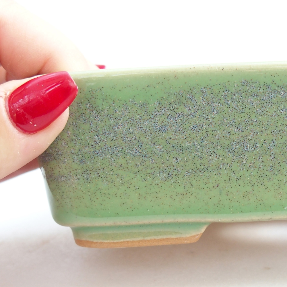 Keramická bonsajová miska 14,5 x 10,5 x 4,5 cm, zelená