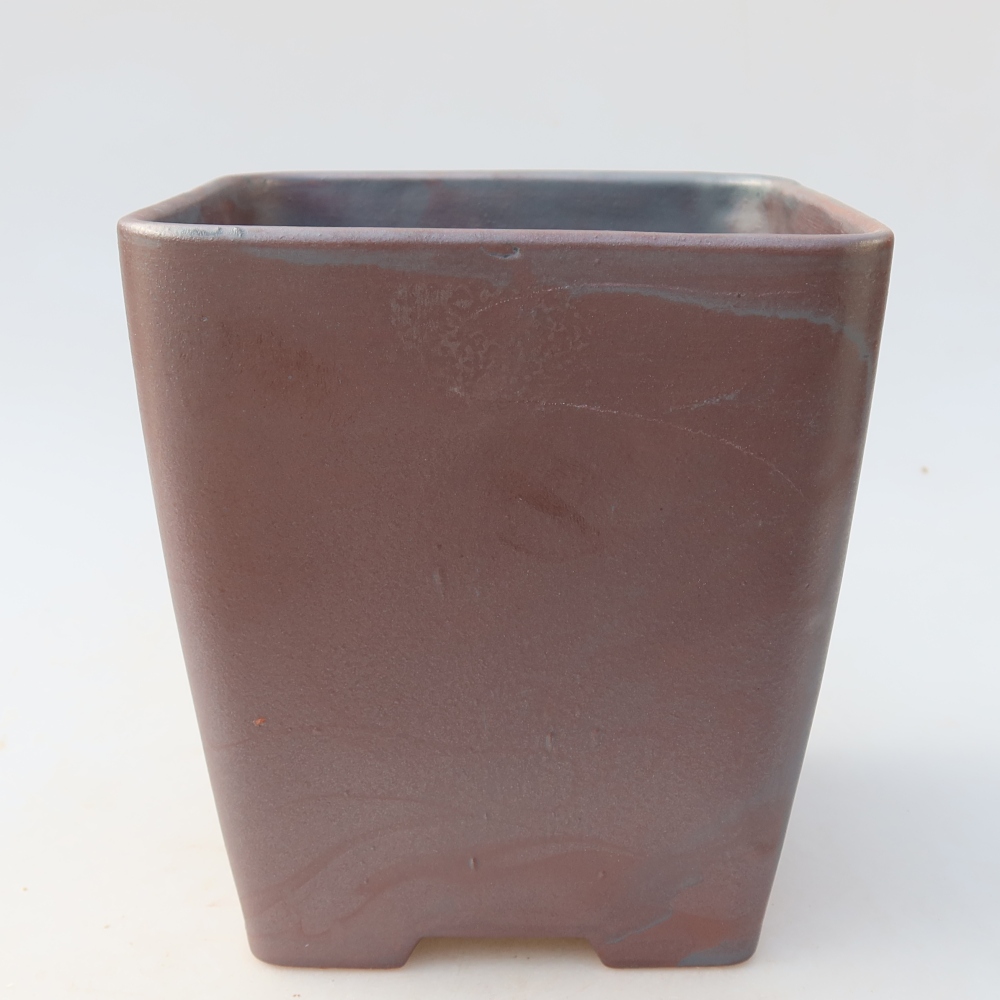 Keramická bonsajová miska 13,5 x 13,5 x 15 cm, farba kovu