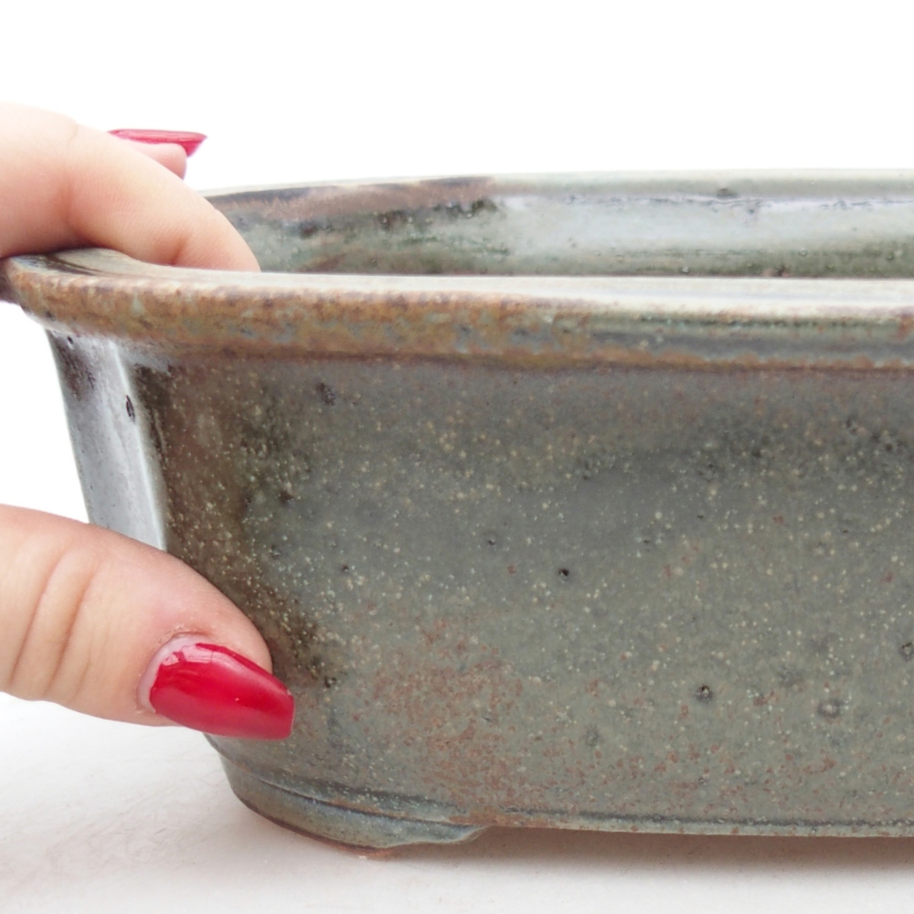 Keramická bonsajová miska 25 x 21 x 7,5 cm, zelená