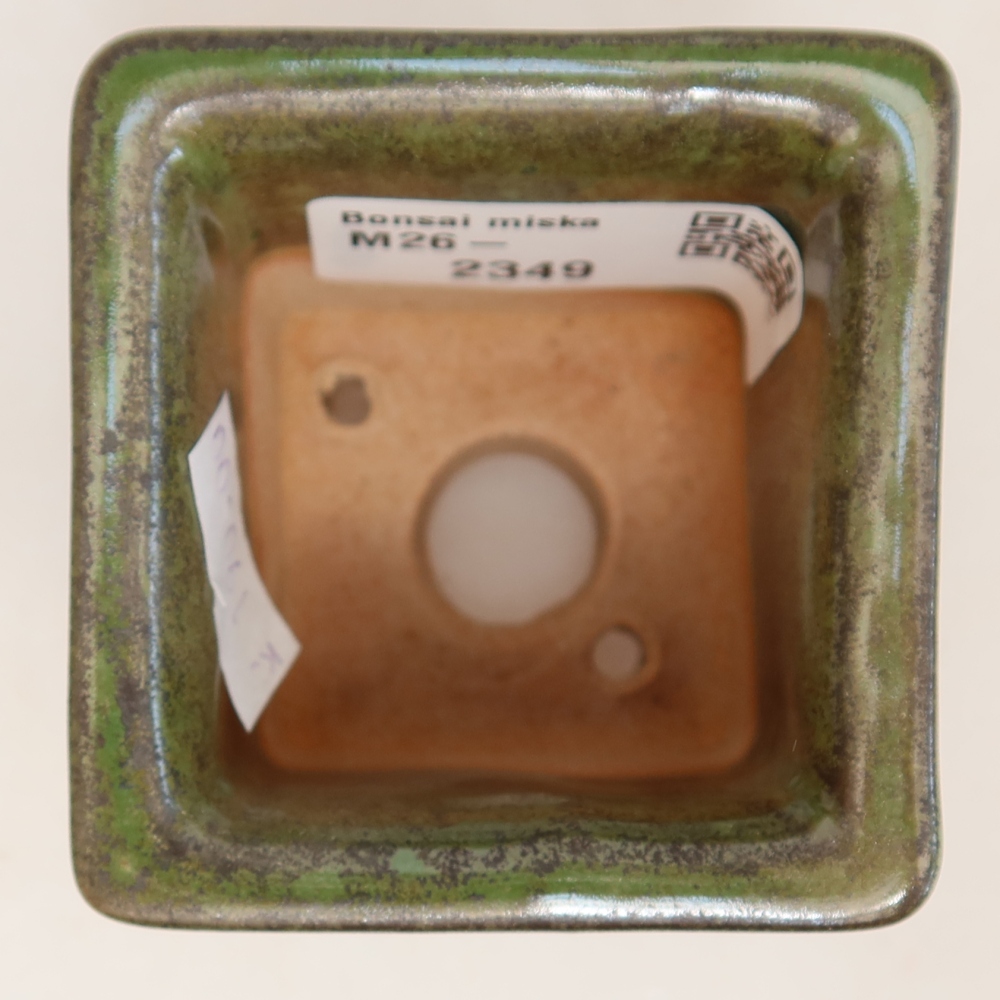 Keramická miska na bonsaje 6 x 6 x 5,5 cm, farba zelená