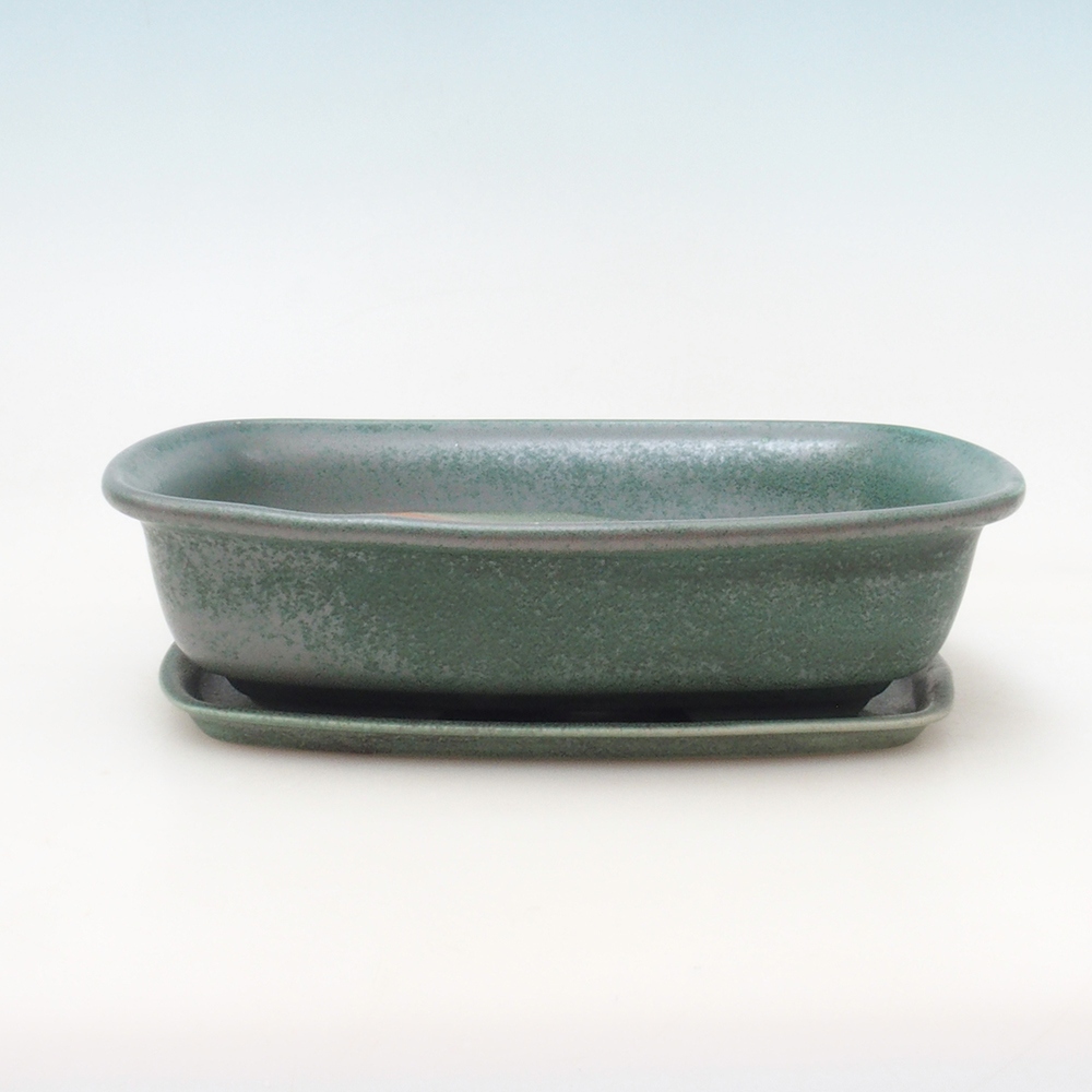 Bonsai miska + podmiska H09 - 30 x 23 x 7,5 cm. - zelená
