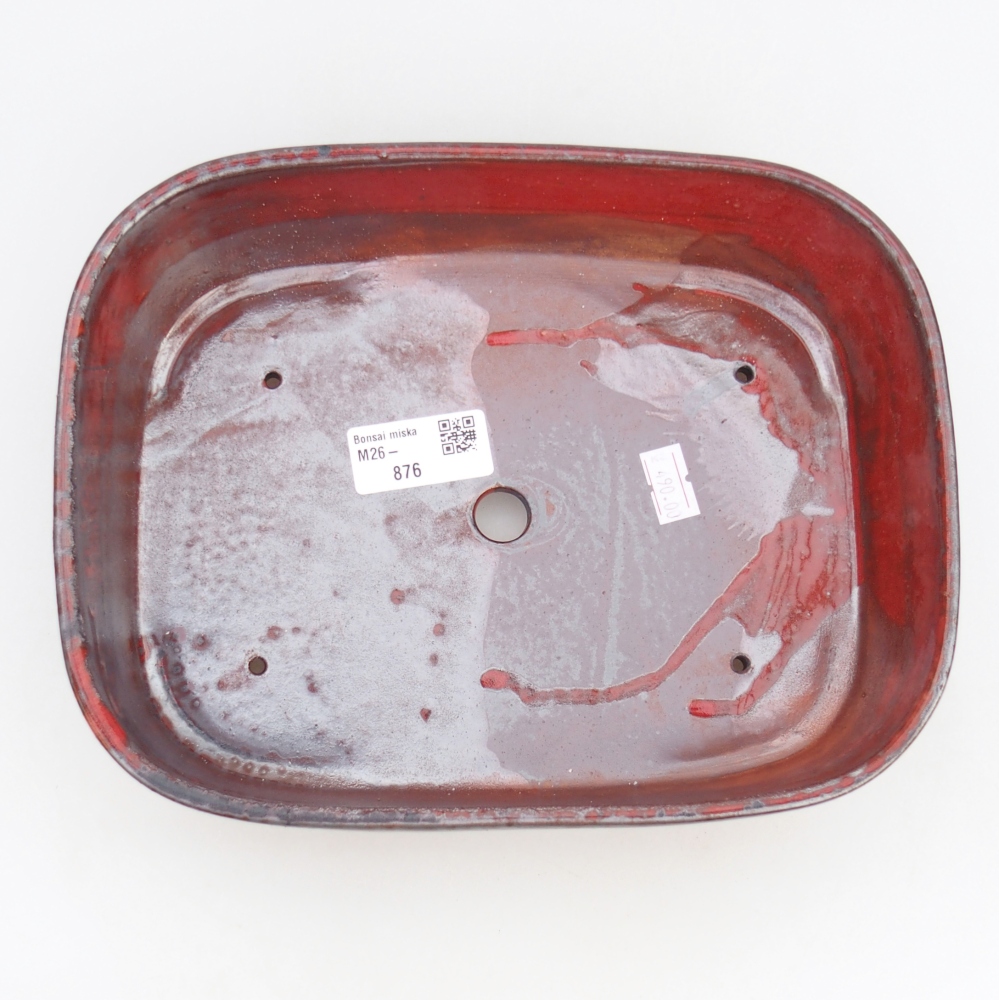 Keramická bonsajová miska 23 x 18 x 5,5 cm, farba červená