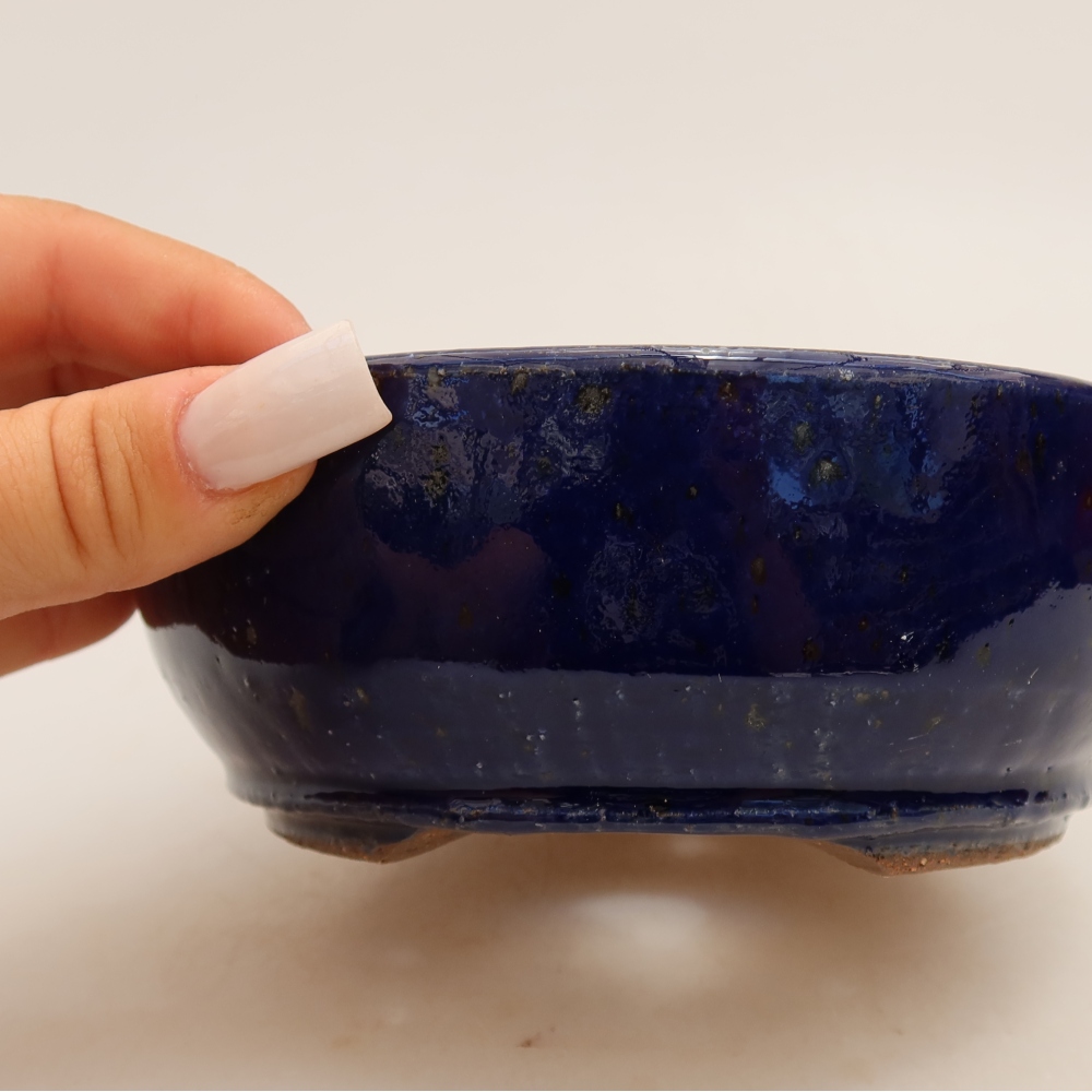 Keramická miska na bonsaje 13,5 x 13,5 x 5 cm, farba modrá