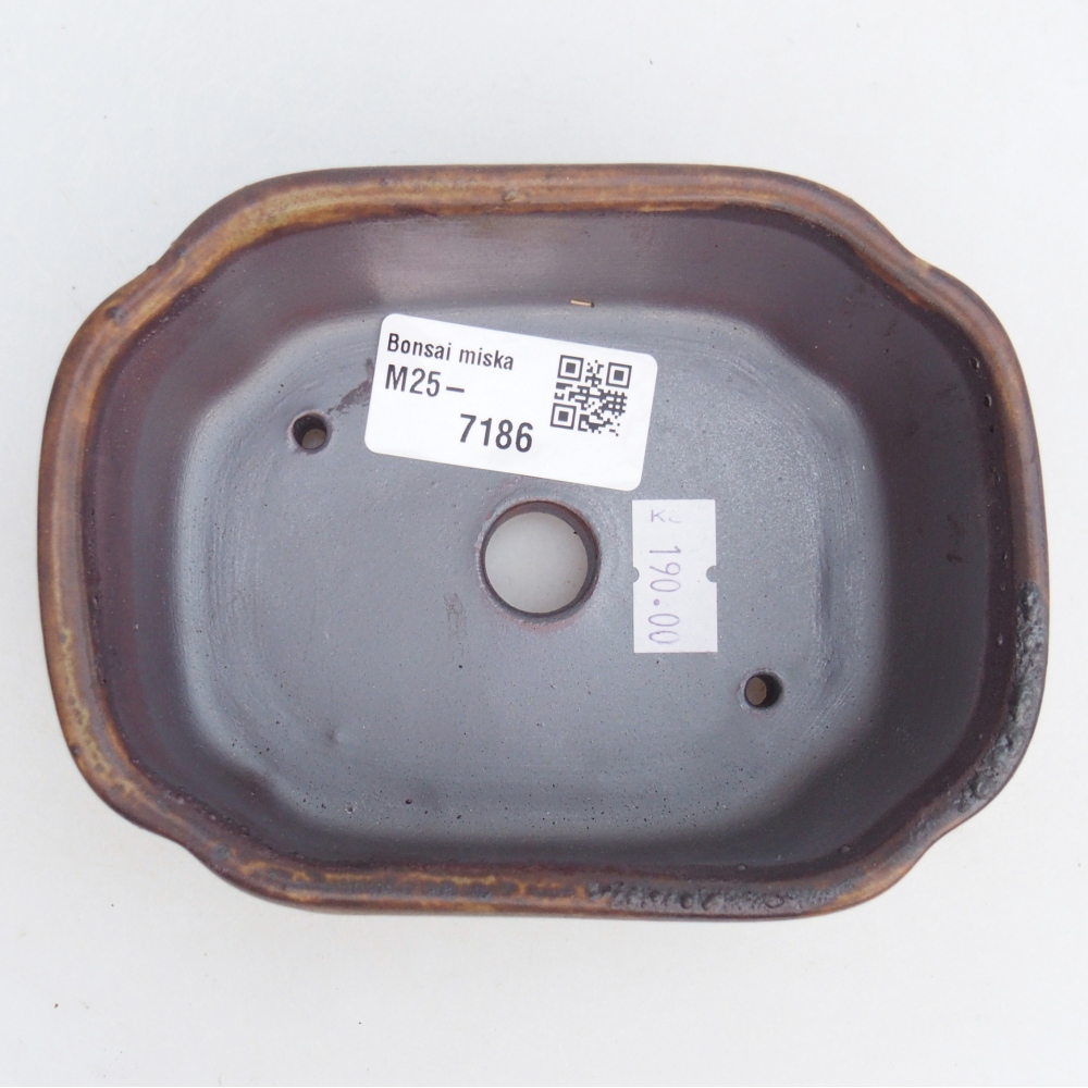 Keramická miska na bonsaje 12,5 x 9,5 x 4,5 cm, hnedá