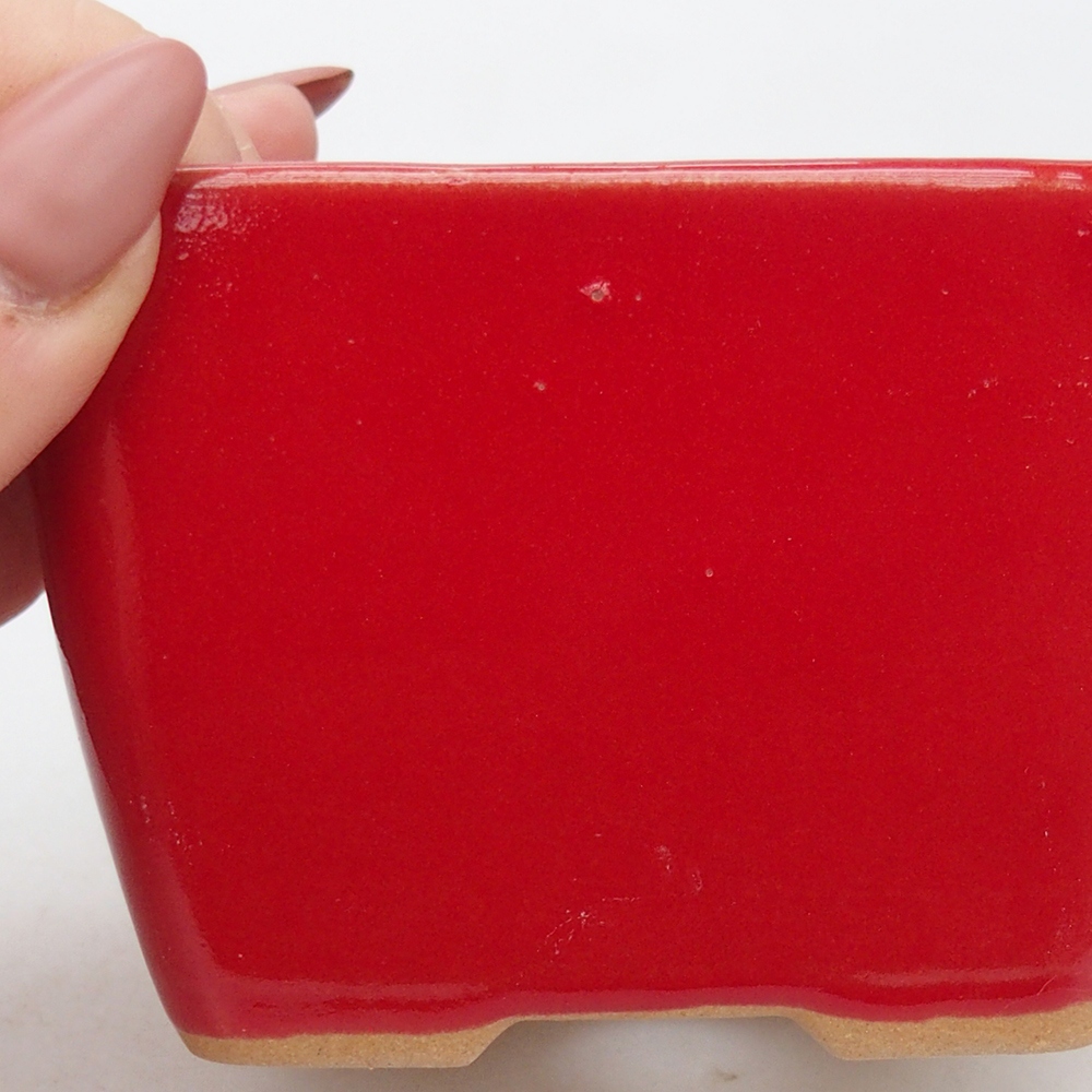 Keramická bonsajová miska 8,5 x 8,5 x 6 cm, farba červená