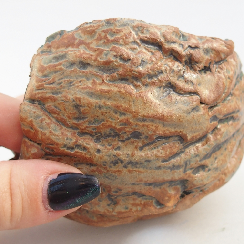 Keramická mušľa 9,5 x 9,5 x 6,5 cm , farba hnedo-zelená