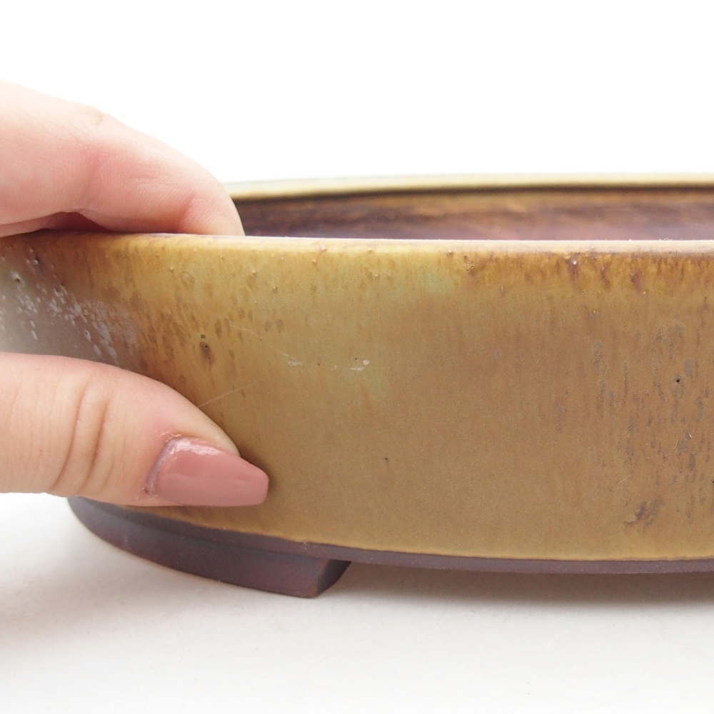 Keramická bonsajová miska 28 x 24,5 x 6 cm, zelená