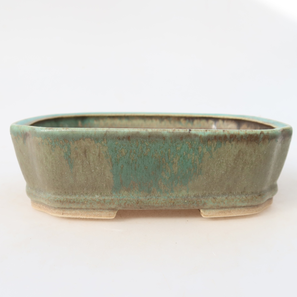 Keramická miska na bonsaje 17,5 x 14,5 x 5 cm, farba zelená