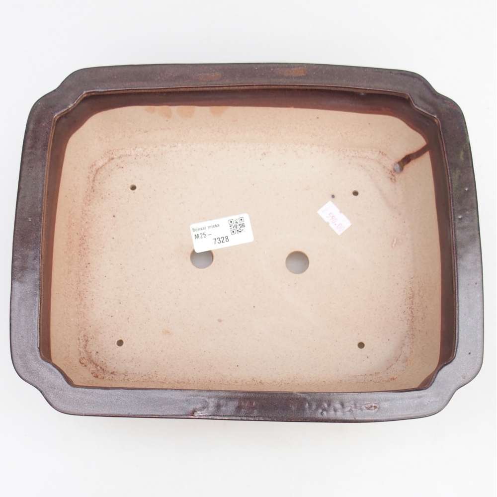 Keramická miska na bonsaje 27,5 x 22 x 7 cm, hnedá