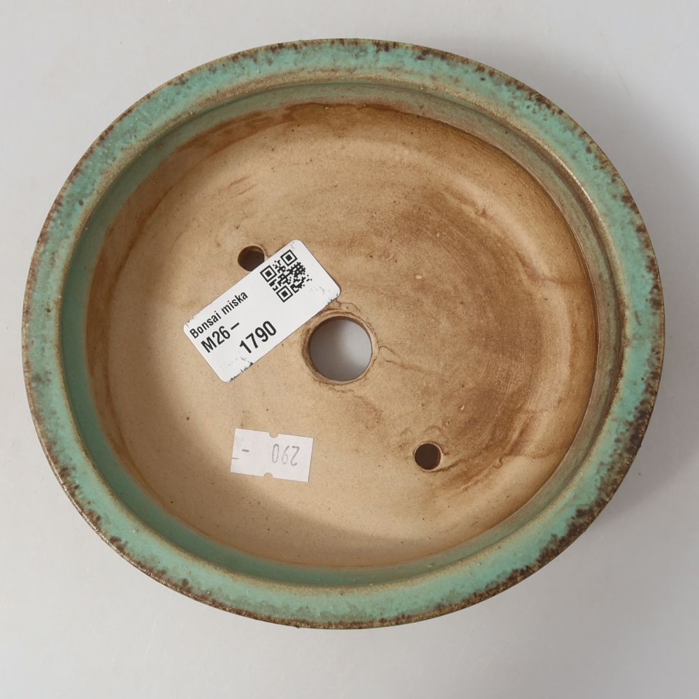 Keramická miska na bonsai 15,5 x 14,5 x 4 cm, farba zelená