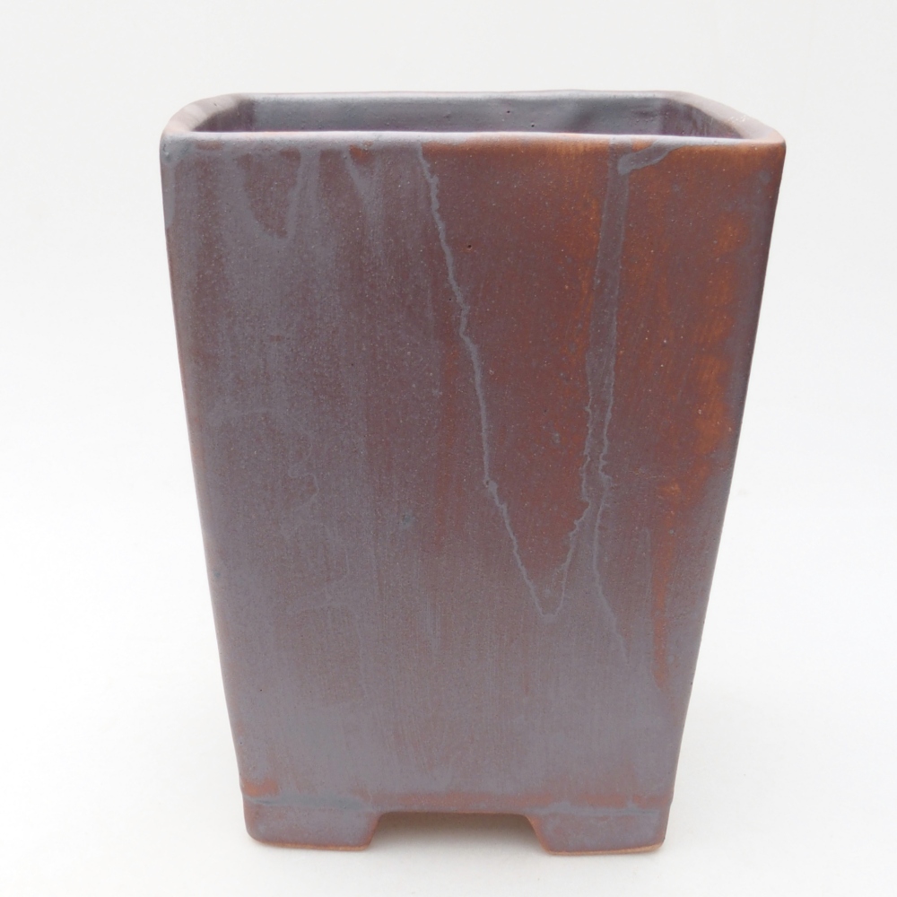 Keramická bonsajová miska 15 x 15 x 19,5 cm, farba kovu