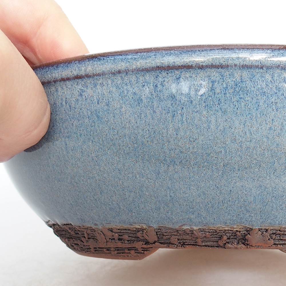 Keramická miska na bonsaje 19,5 x 19,5 x 6 cm, farba modrá