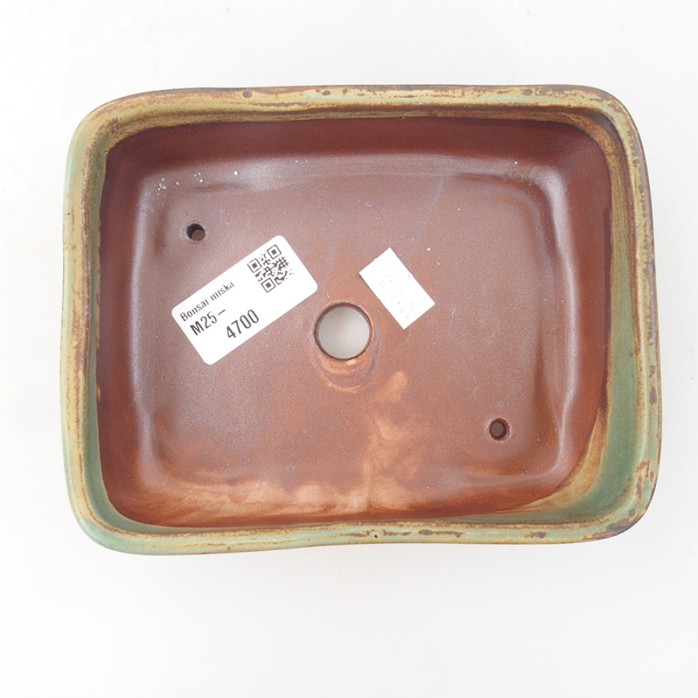 Keramická bonsai miska 15 x 12 x 4,5 cm, farba zelená
