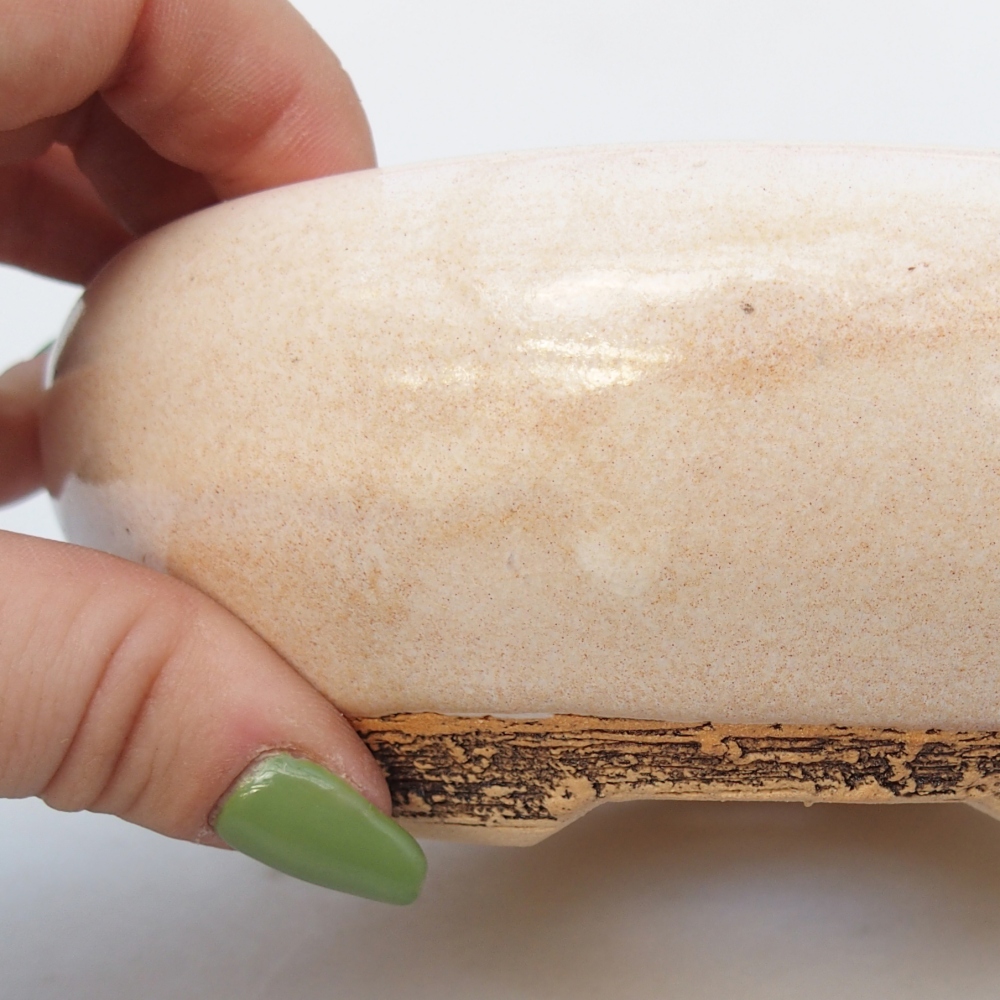 Keramická bonsajová miska 14,5 x 14,5 x 5,5 cm, farba béžová