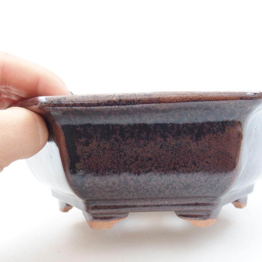 Keramická bonsai miska 17 x 15 x 6 cm, farba hnedá