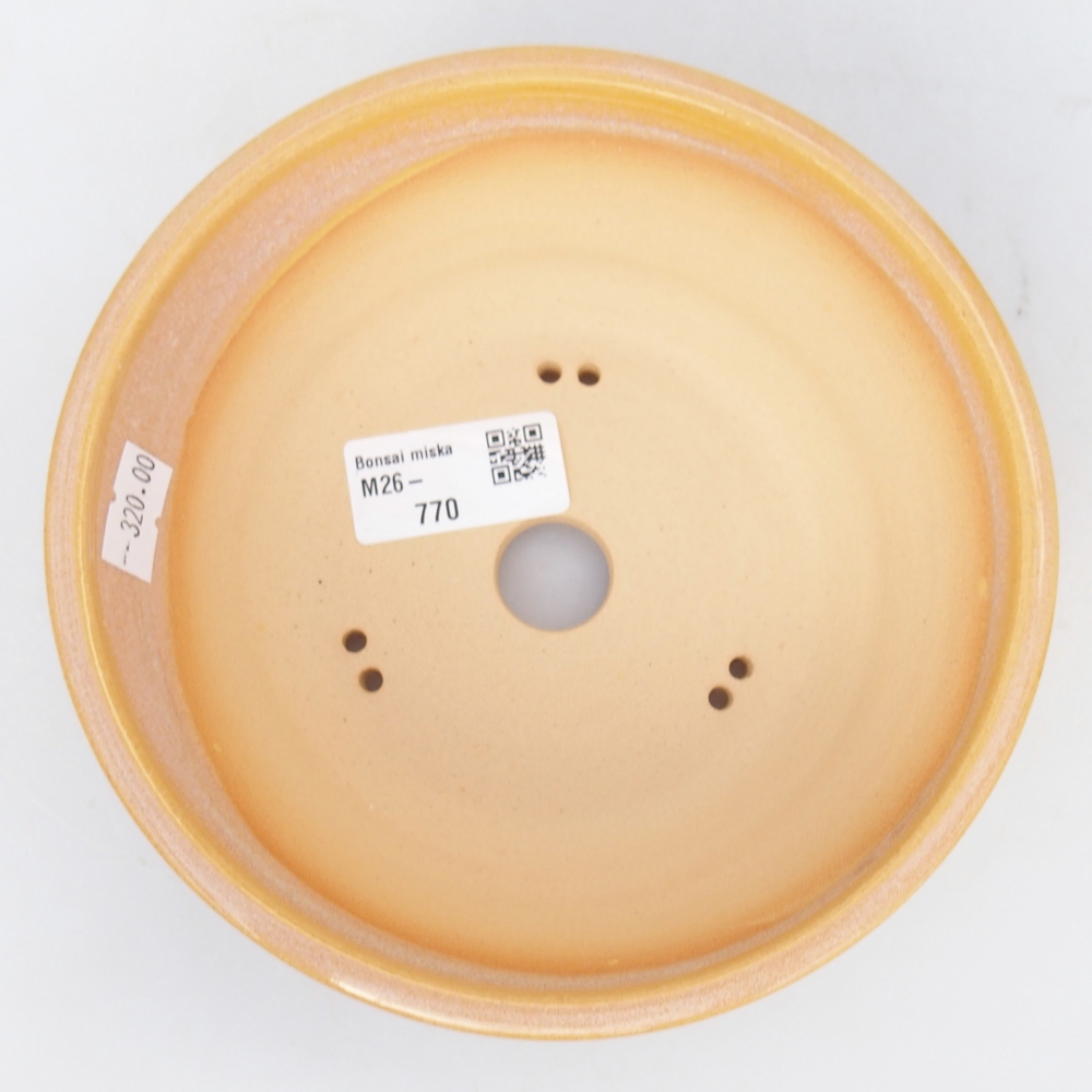 Keramická bonsajová miska 16 x 16 x 5,5 cm, farba hnedožltá
