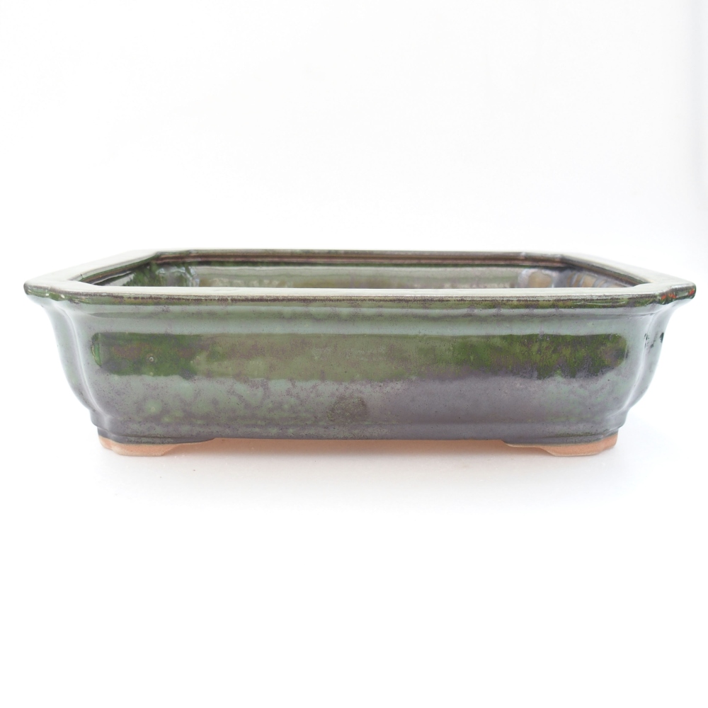 Keramická bonsai miska 27,5 x 21,5 x 7 cm, farba zelená