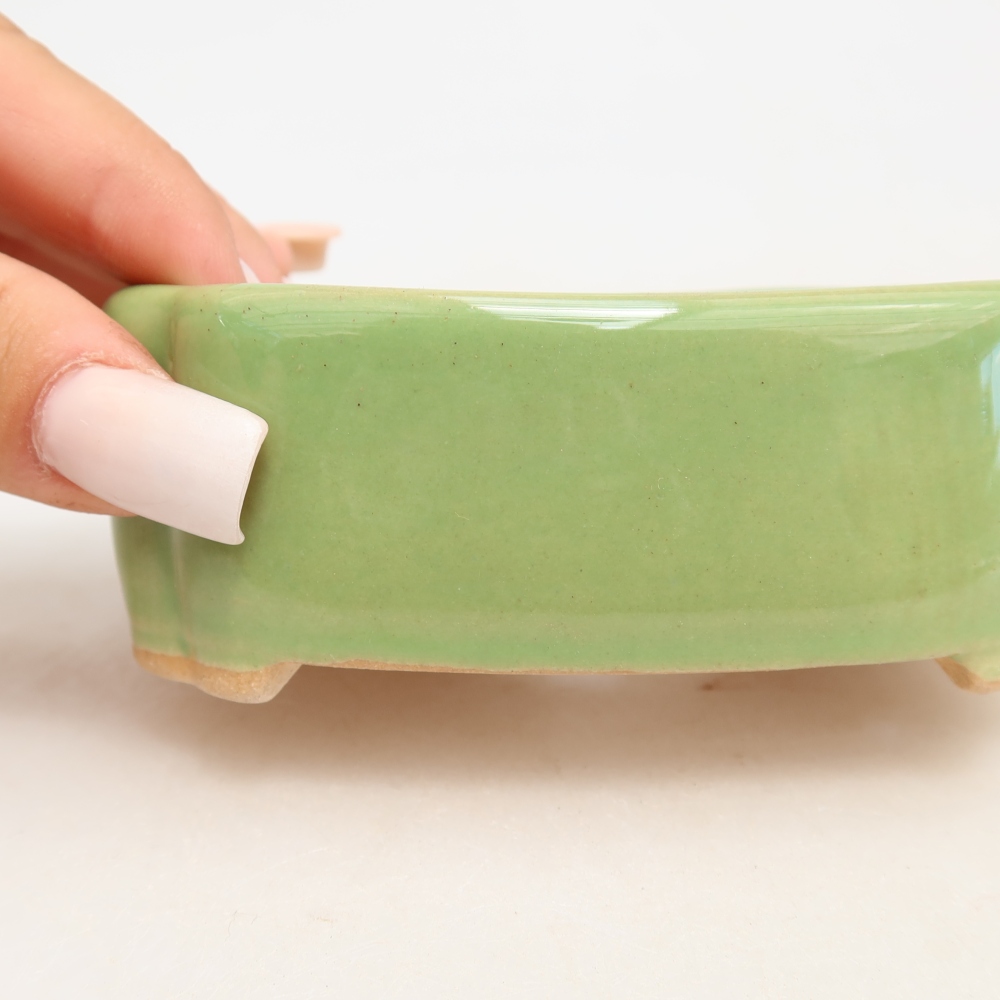 Keramická miska na bonsaje 10,5 x 8 x 4 cm, farba zelená