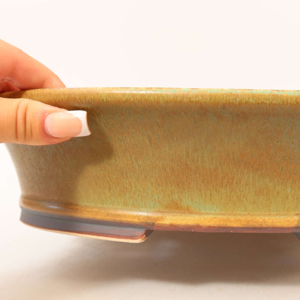 Keramická miska na bonsaje 31,5 x 28 x 7 cm, farba zelená