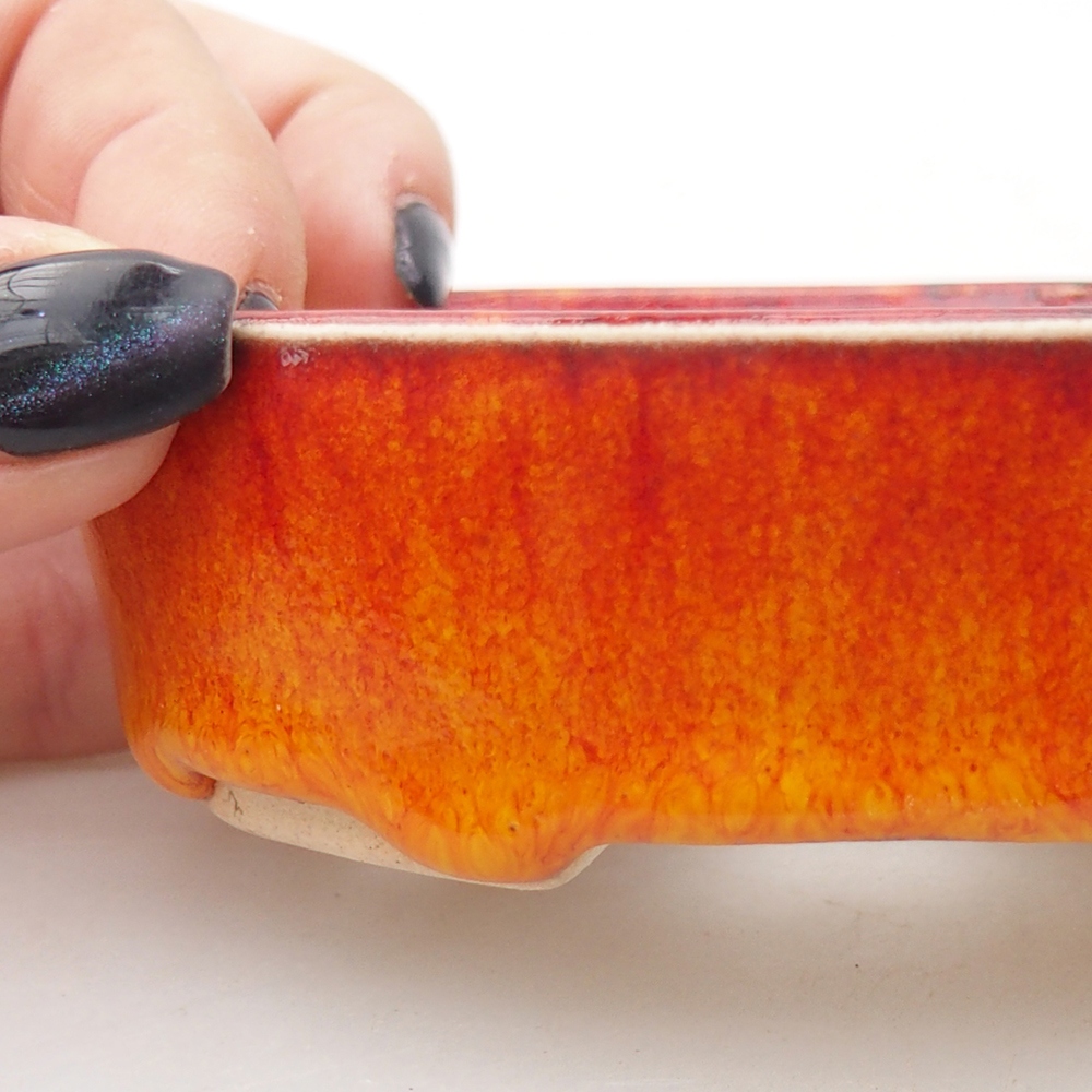 Mini bonsajová miska 9,5 x 8,5 x 3 cm, oranžová