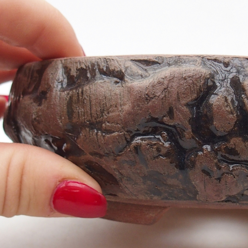 Keramická miska na bonsaje 14,5 x 14,5 x 5 cm, hnedá