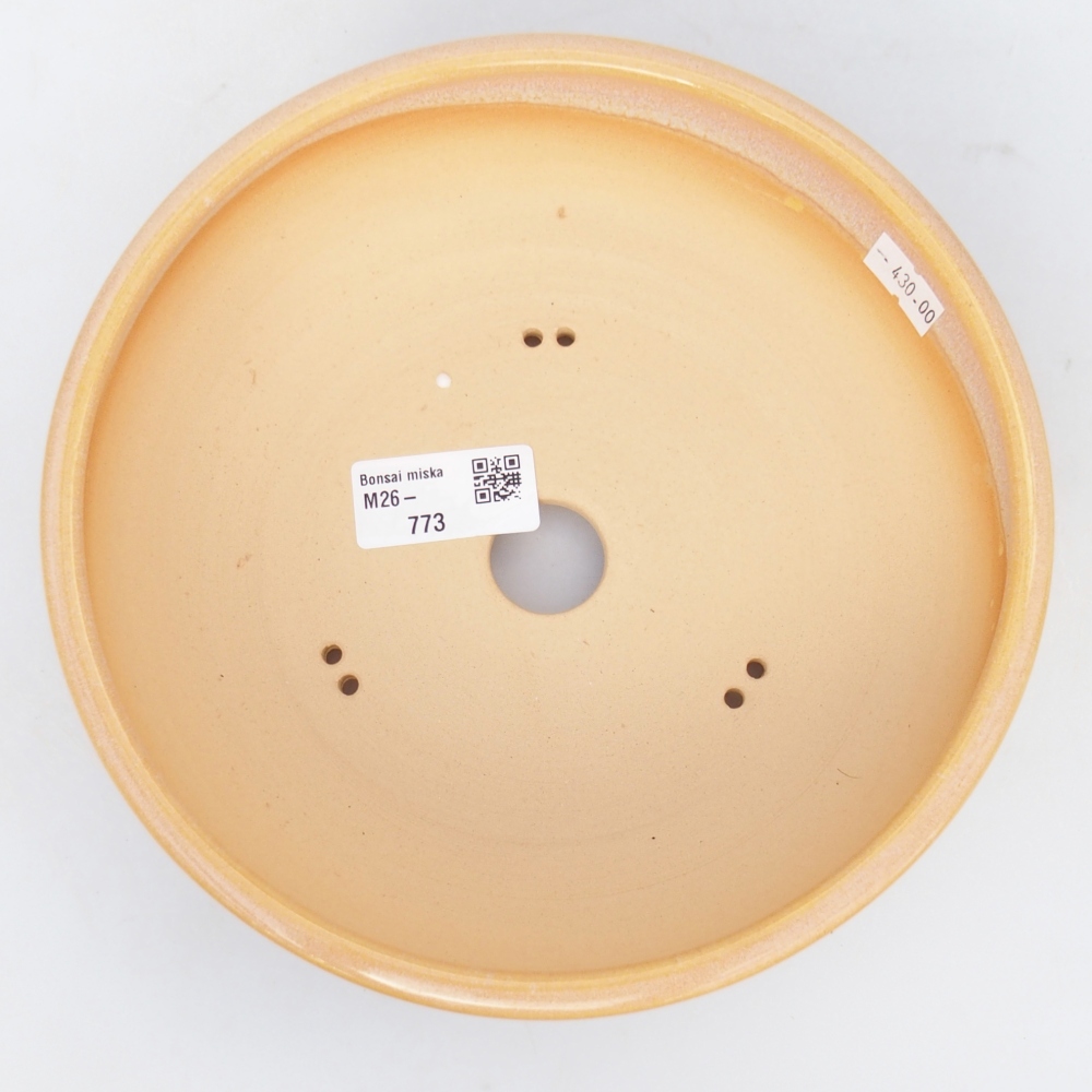 Keramická bonsajová miska 19,5 x 19,5 x 6 cm, farba hnedožltá