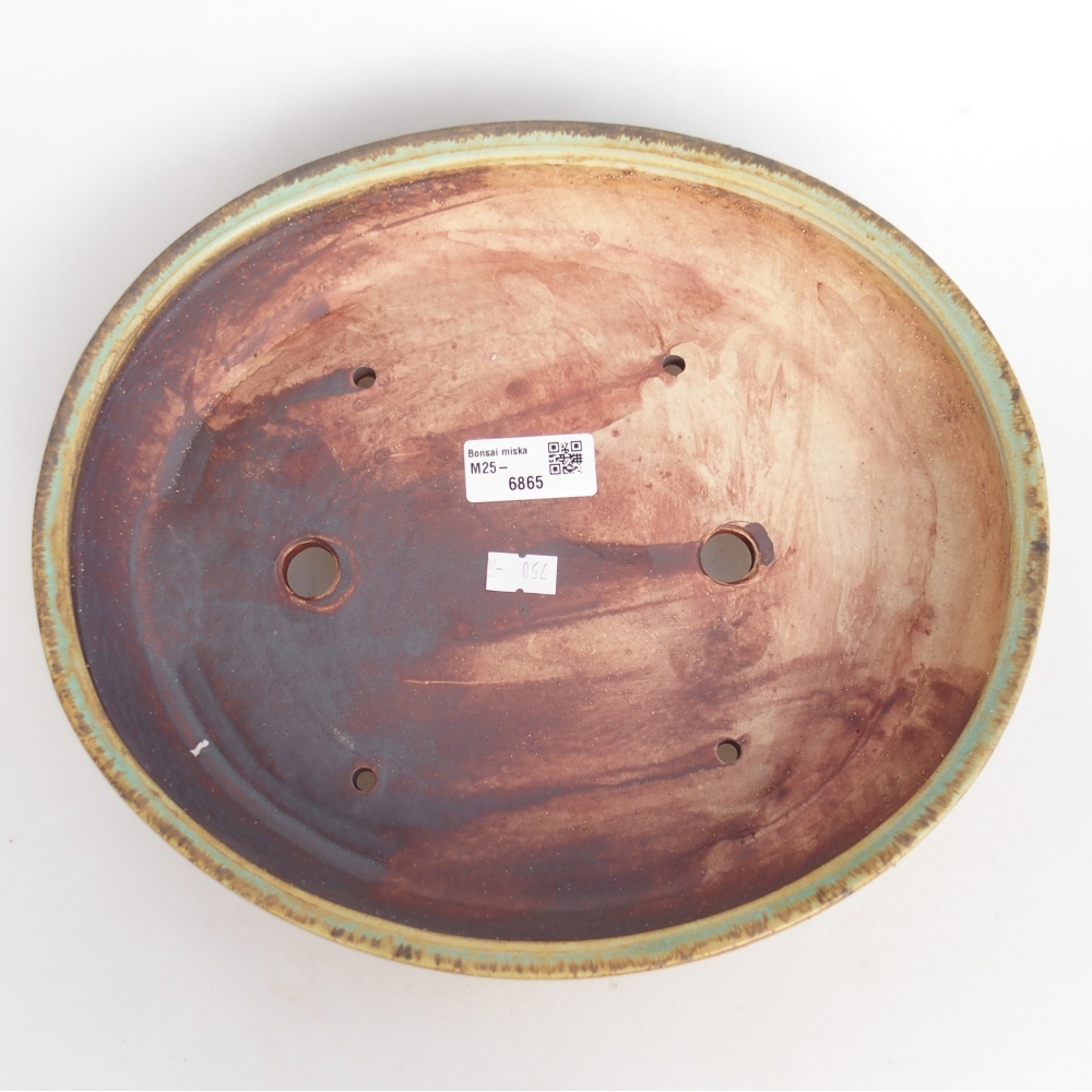 Keramická bonsajová miska 28 x 24 x 6 cm, zelená