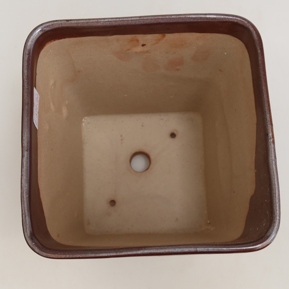 Keramická bonsajová miska 13,5 x 13,5 x 15 cm, farba kovu