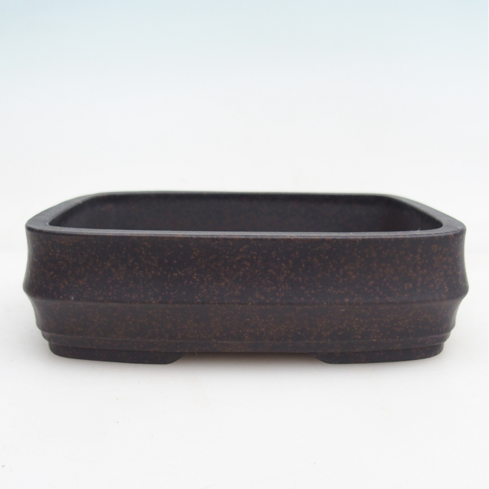 Keramická bonsajová miska 14,5 x 10,5 x 4 cm, hnedastá okrová farba